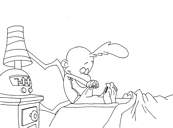 coloriage titeuf dans son lit regarde son zizi